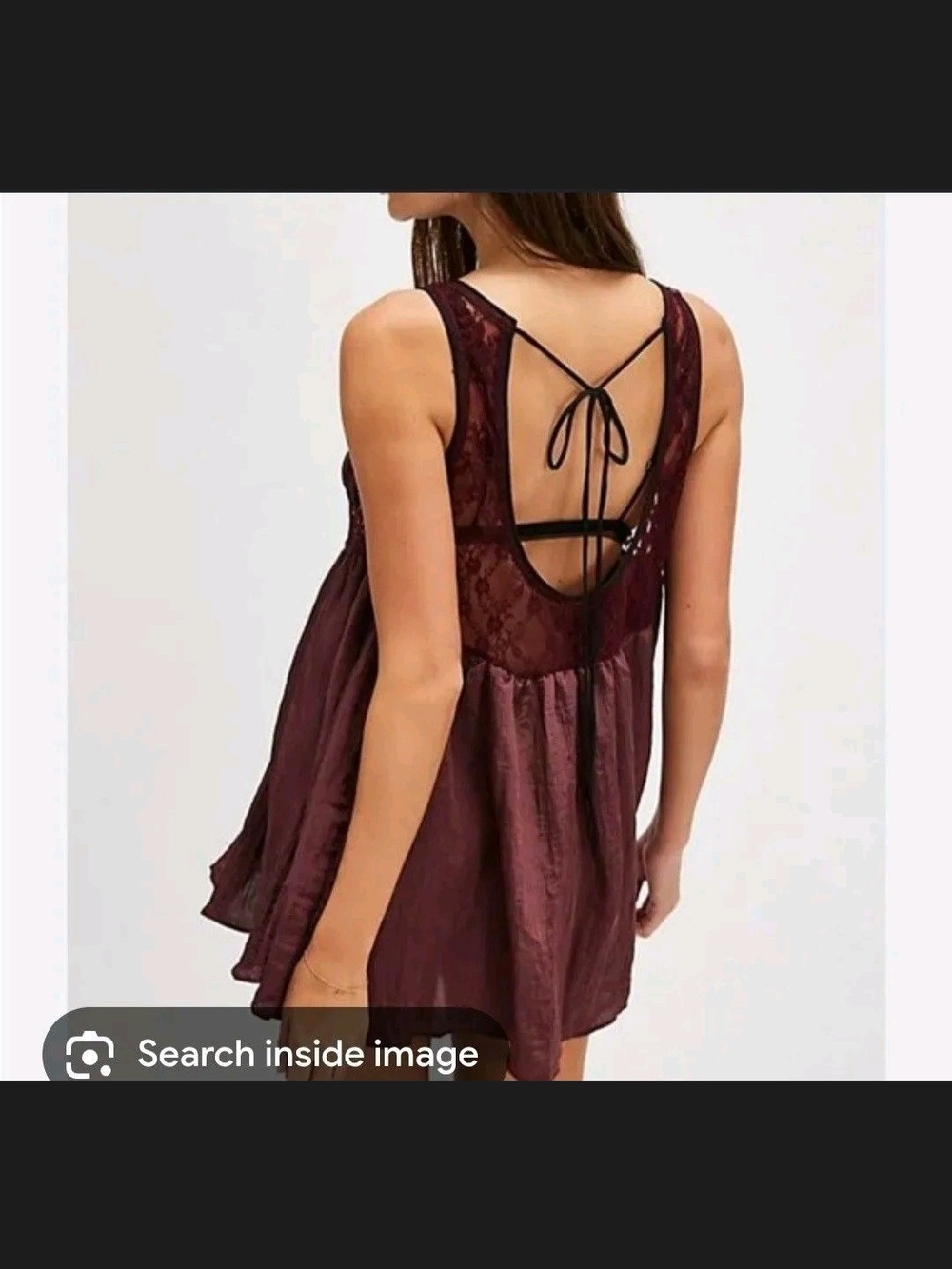 Free People Lace-Back Mini Dress in Burgundy